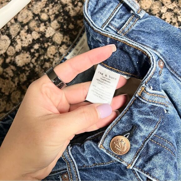 Rag & Bone Nina High Rise Ankle Cigarette Jeans Blue Denim Size 30 Buttonfly - Picture 6 of 7